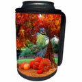3dRose Danita Delimont - Holiday - Halloween decorations of pumpkins and corn stalks in front of a home - Can Cooler Bottle Wrap (cc_258021)