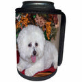 3dRose Danita Delimont - Dogs - Bichon Frise lying on table - Can Cooler Bottle Wrap (cc_258199)