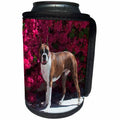 3dRose Danita Delimont - Dogs - Boxer in front of bright Bougainvillea - Can Cooler Bottle Wrap (cc_258220)