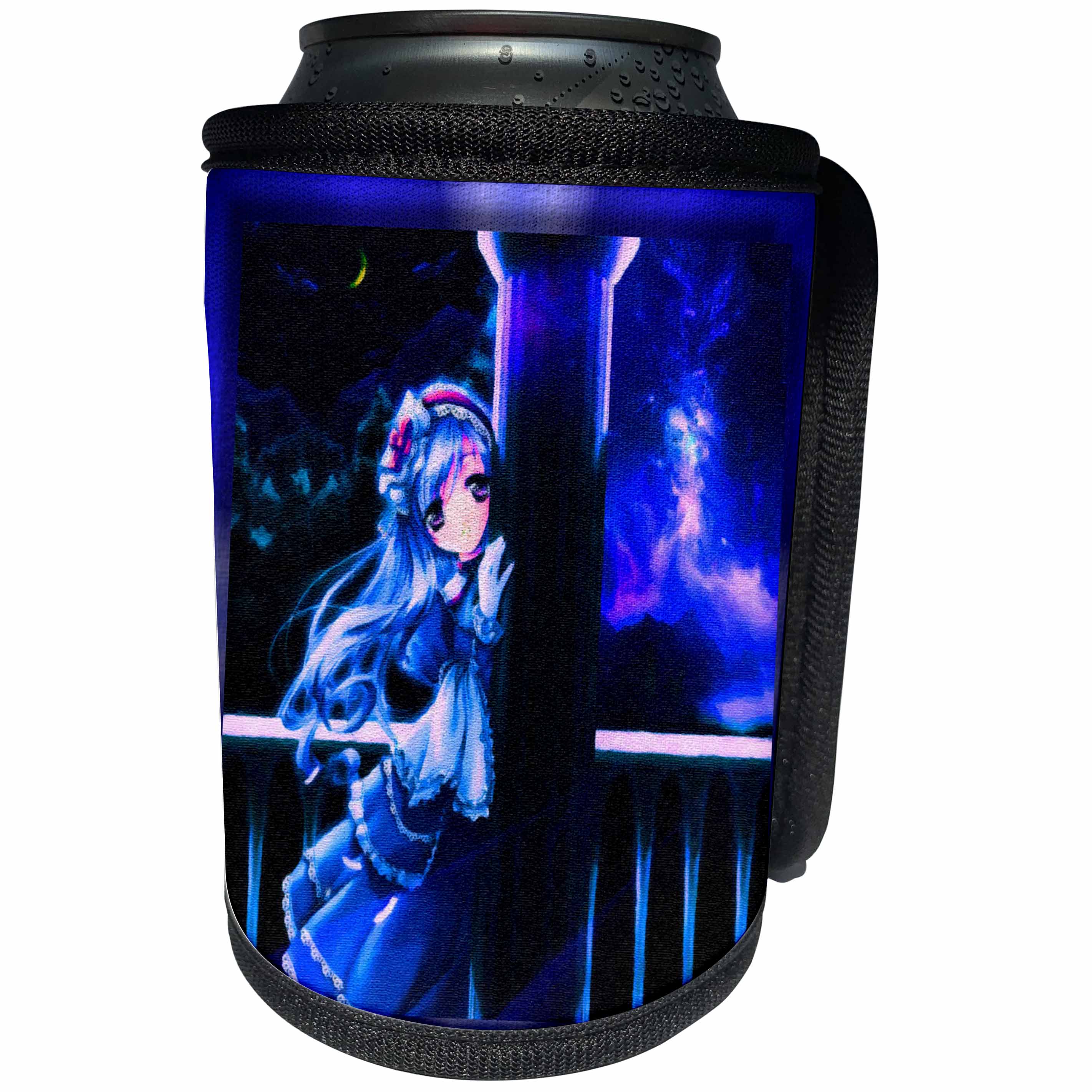 3dRose Susan Brown Designs General Themes - Anime on a Balcony - Can Cooler Bottle Wrap (cc_25824)