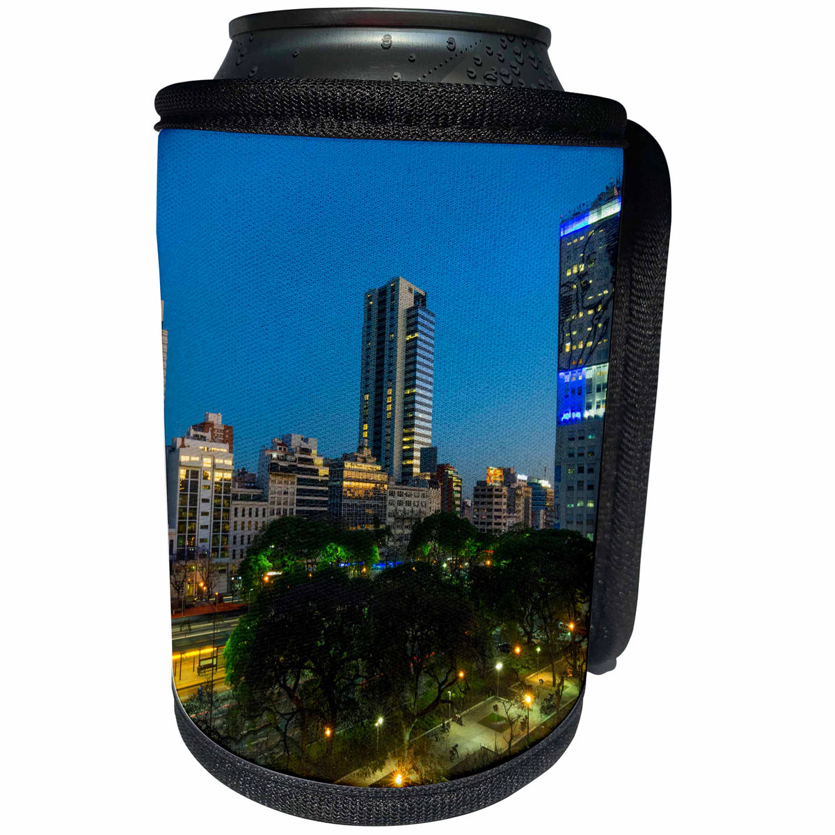 3dRose Danita Delimont - Cities - Downtown cityscape along 9 de Julio Avenue, Buenos Aires, Argentina - Can Cooler Bottle Wrap (cc_258292)