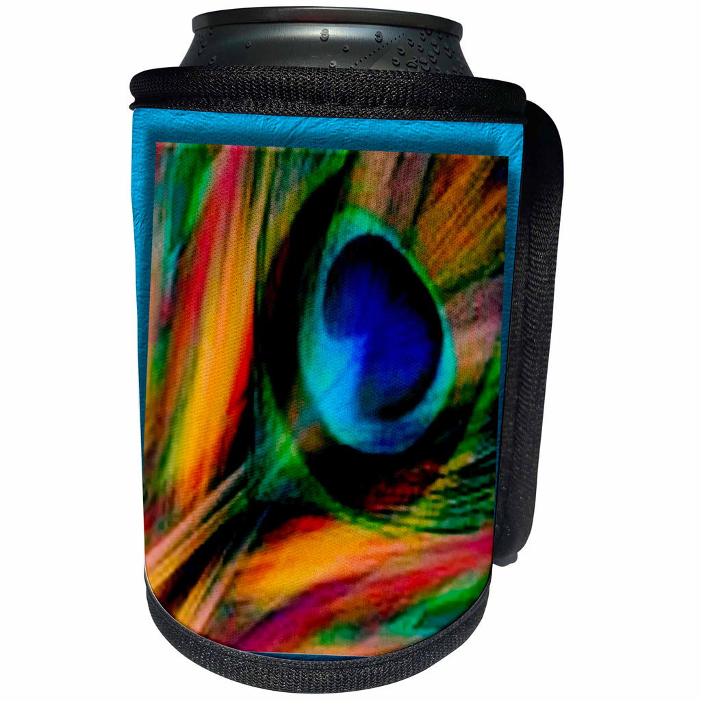 3dRose Susan Brown Designs Animal Themes - Feather of a Peacock - Can Cooler Bottle Wrap (cc_25833)