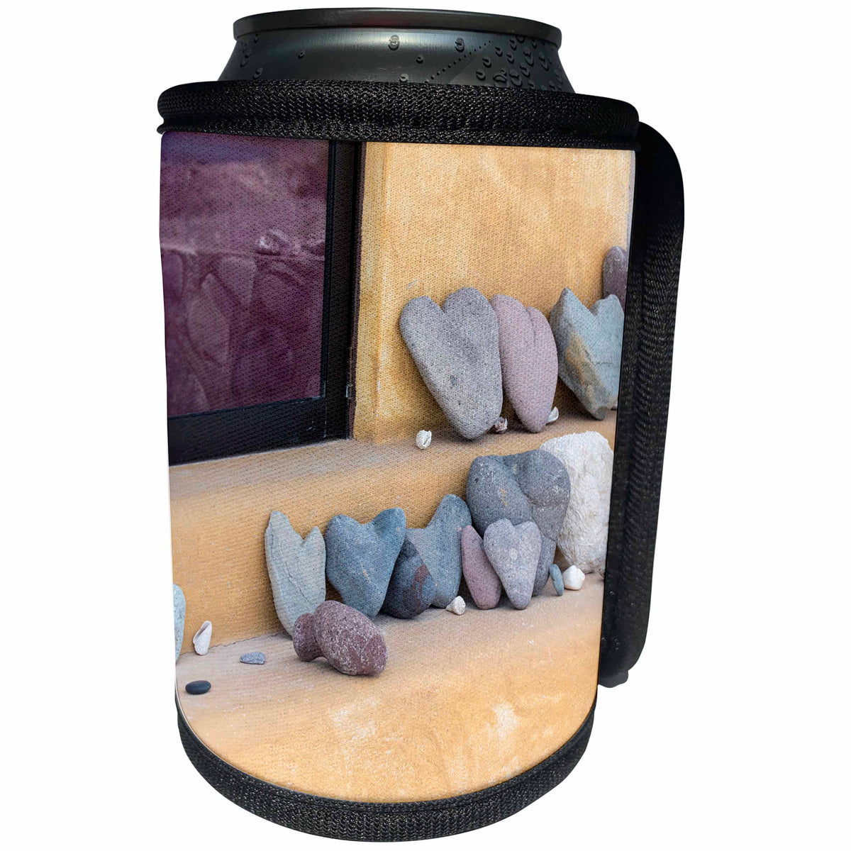 3dRose Danita Delimont - Love - Mexico, Baja California Sur, Sea of Cortez. Whimsical heart rocks. - Can Cooler Bottle Wrap (cc_258512)