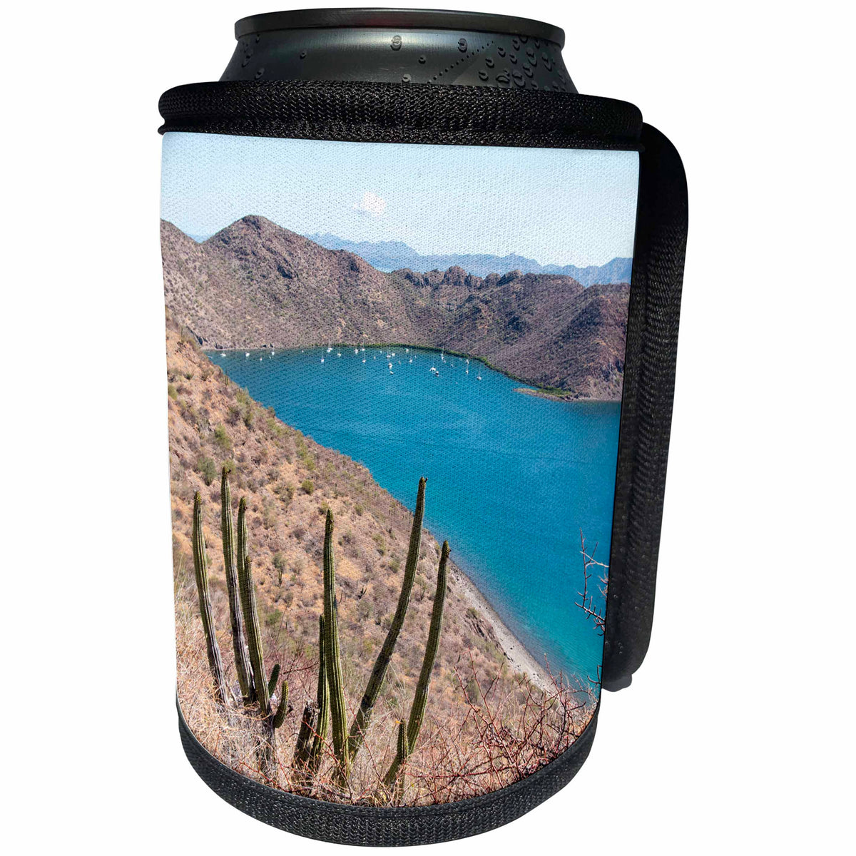 3dRose Danita Delimont - Coastlines - Mexico, Baja California Sur, Sea of Cortez Protected bay with moorage. - Can Cooler Bottle Wrap (cc_258519)