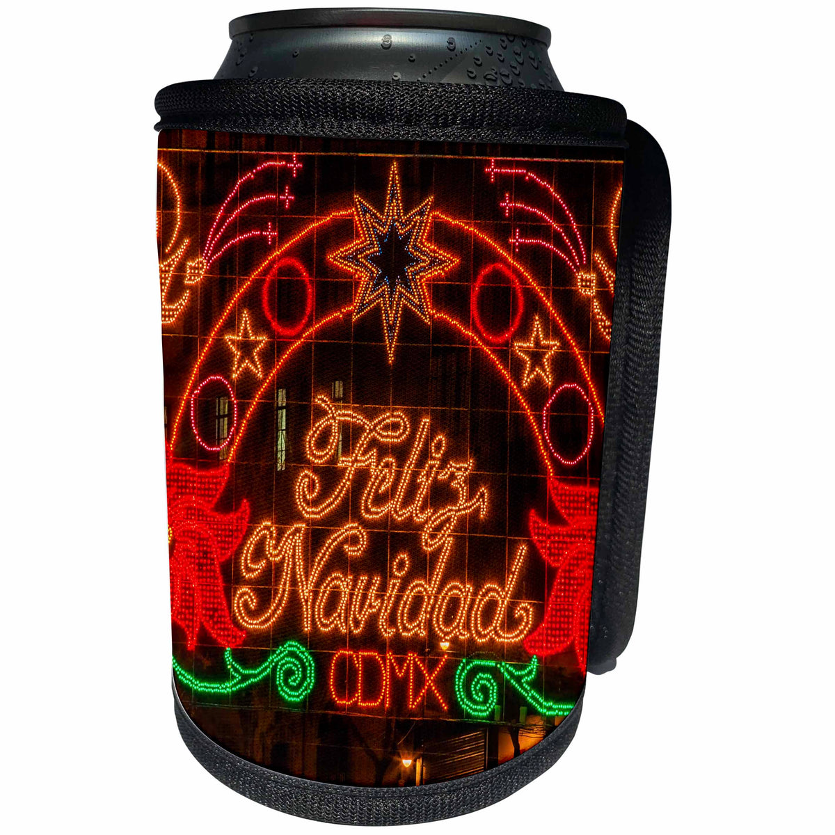 3dRose Danita Delimont - Holidays - Mexico City, Zocalo. Town Square. Christmas night celebration. - Can Cooler Bottle Wrap (cc_258539)