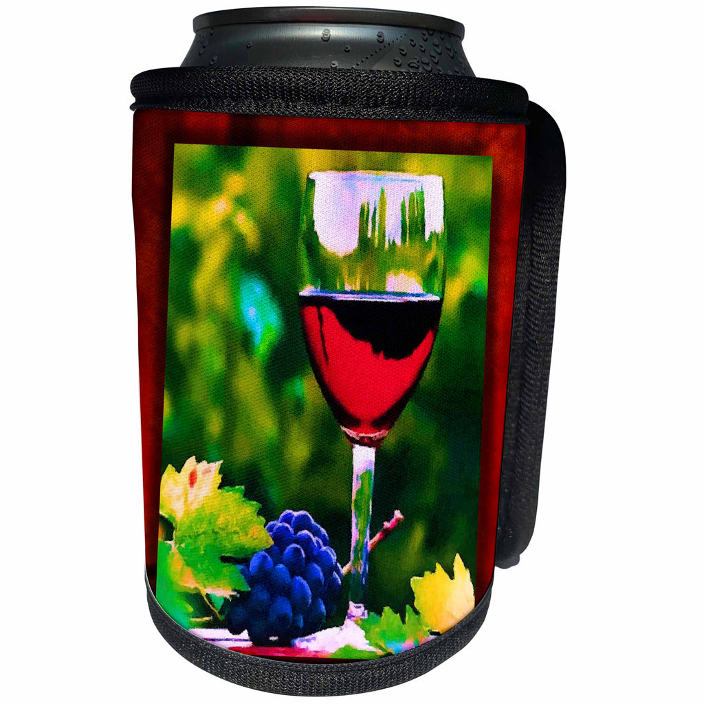 3dRose Susan Brown Designs General Themes - Red Wine in the Vineyard - Can Cooler Bottle Wrap (cc_25854)