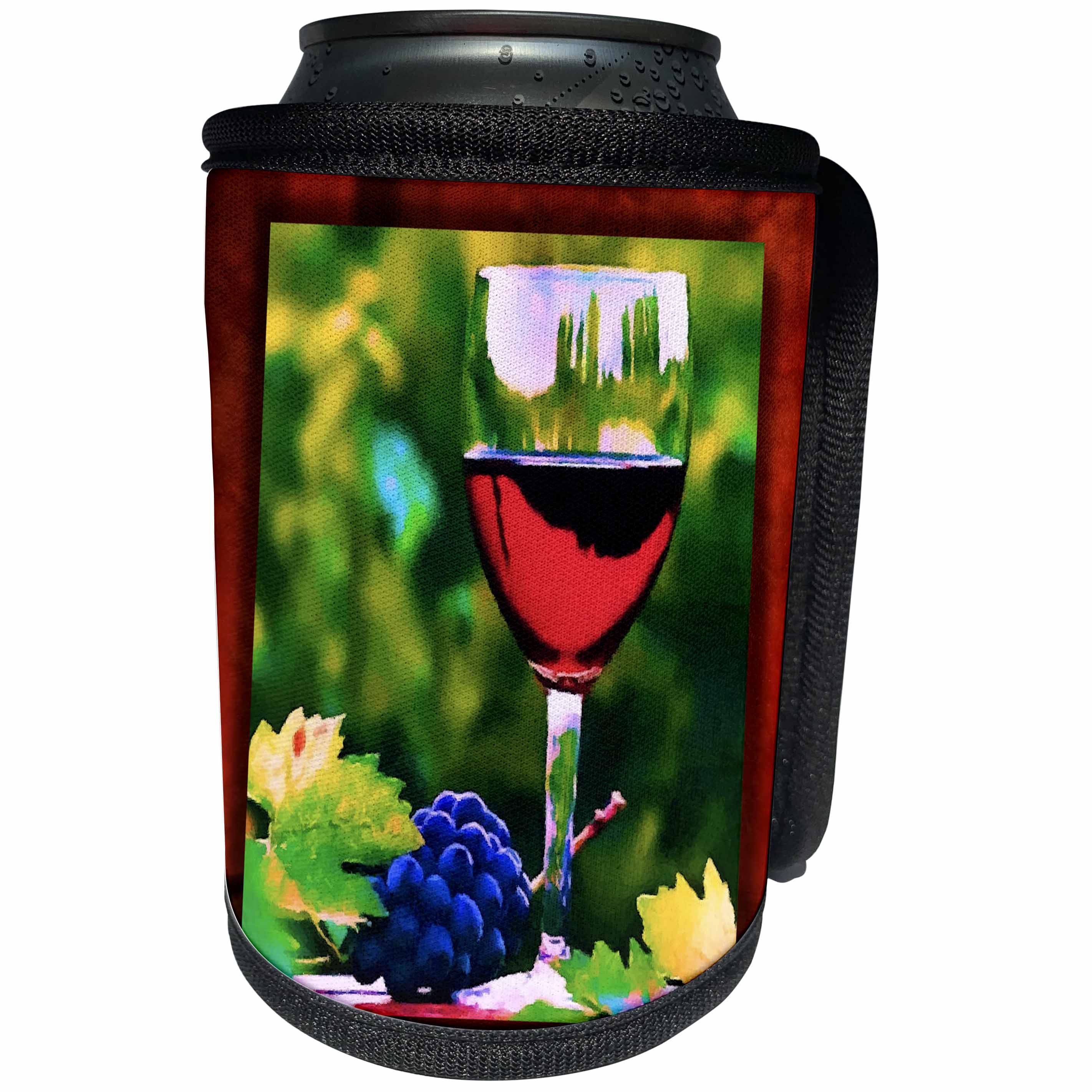 3dRose Susan Brown Designs General Themes - Red Wine in the Vineyard - Can Cooler Bottle Wrap (cc_25854)