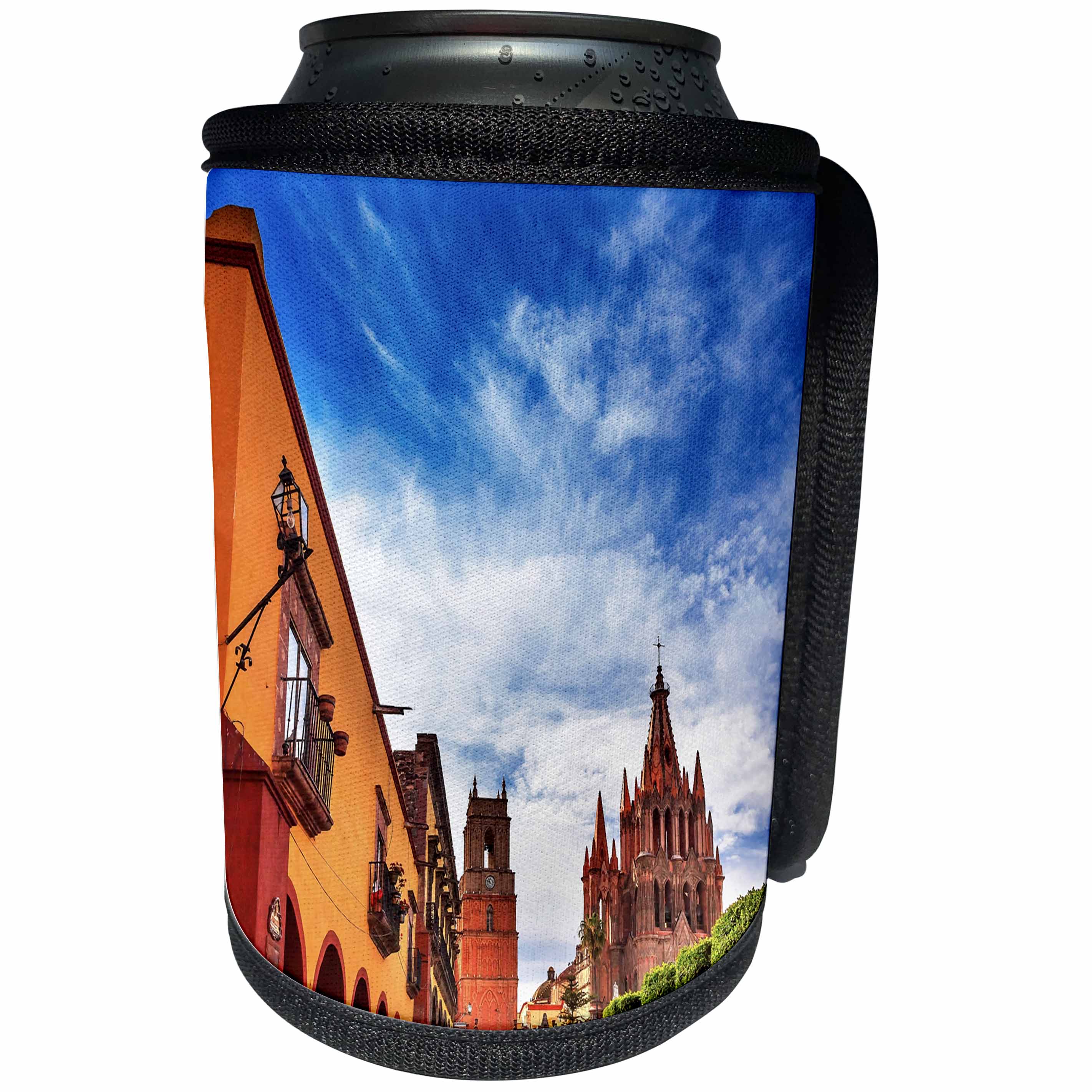3dRose Danita Delimont - Cities - Parroquia Archangel Church in a Square, San Miguel de Allende, Mexico - Can Cooler Bottle Wrap (cc_258541)