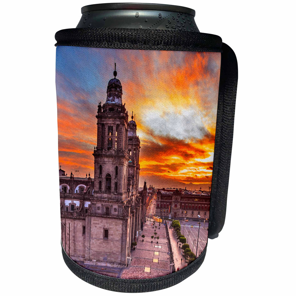 3dRose Danita Delimont - Cities - Metropolitan Cathedral at sunrise, Zocalo, Mexico City, Mexico - Can Cooler Bottle Wrap (cc_258543)