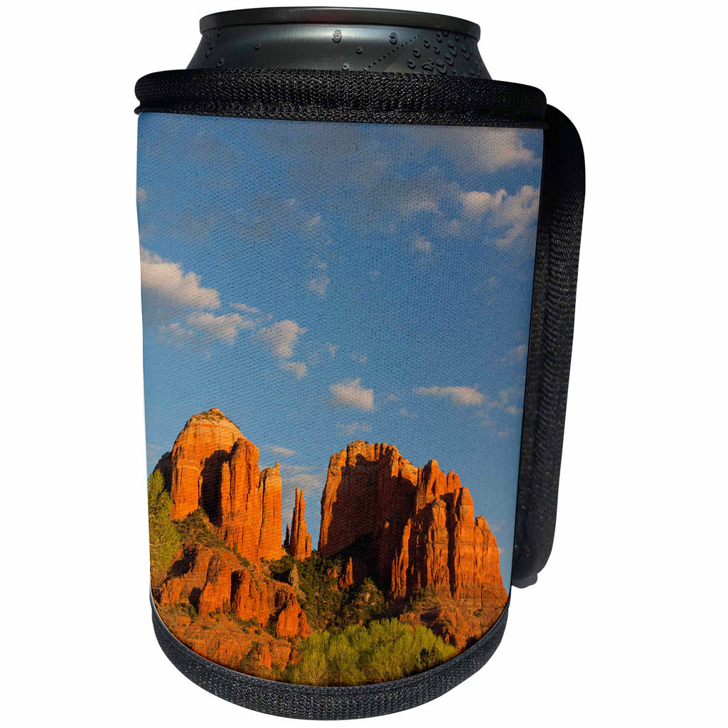 3dRose Danita Delimont - Deserts - Arizona, Sedona, Crescent Moon Area, Red Rock Crossing, Cathedral Rock - Can Cooler Bottle Wrap (cc_258715)