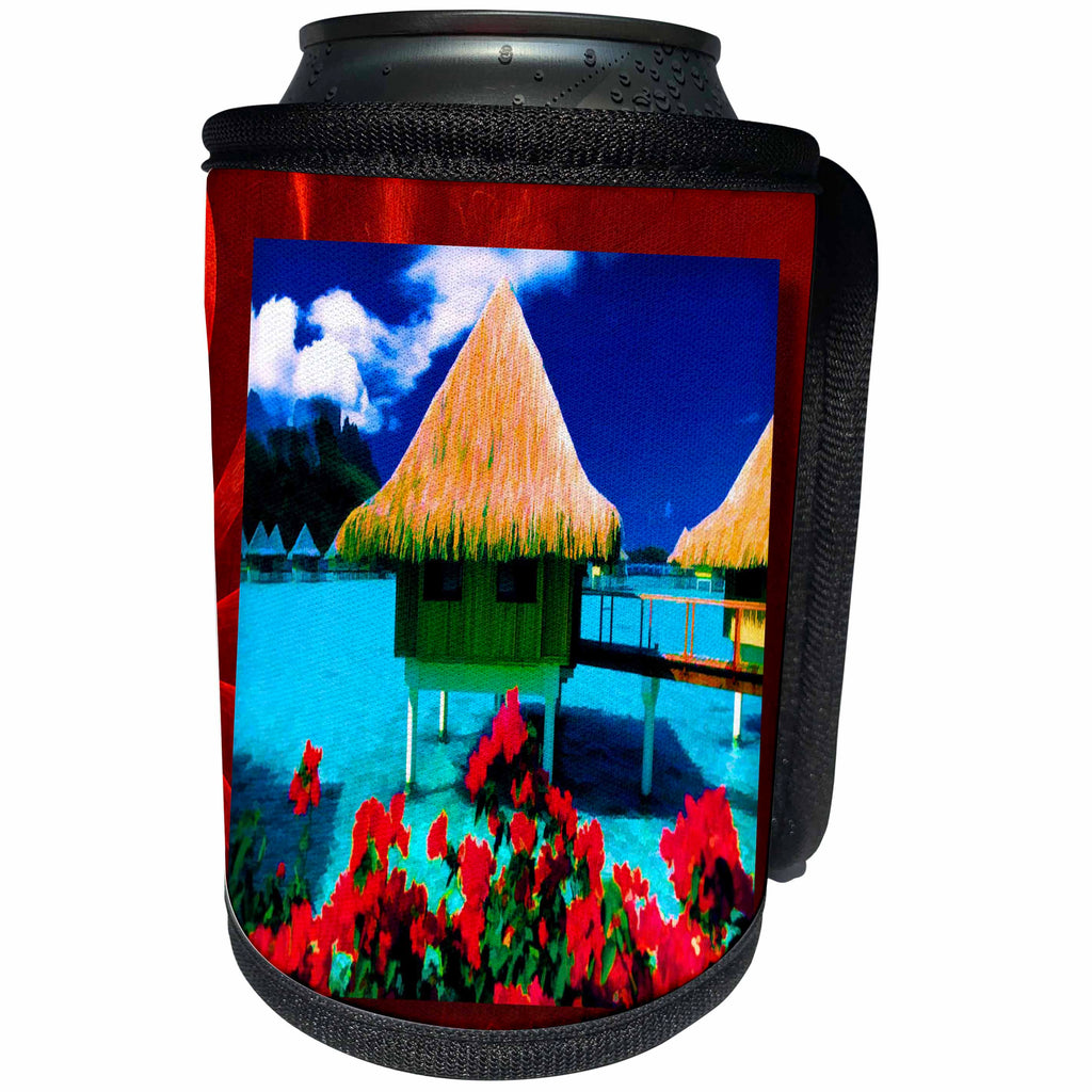 3dRose Susan Brown Designs Places Themes - Vacation in Tahiti - Can Cooler Bottle Wrap (cc_25877)