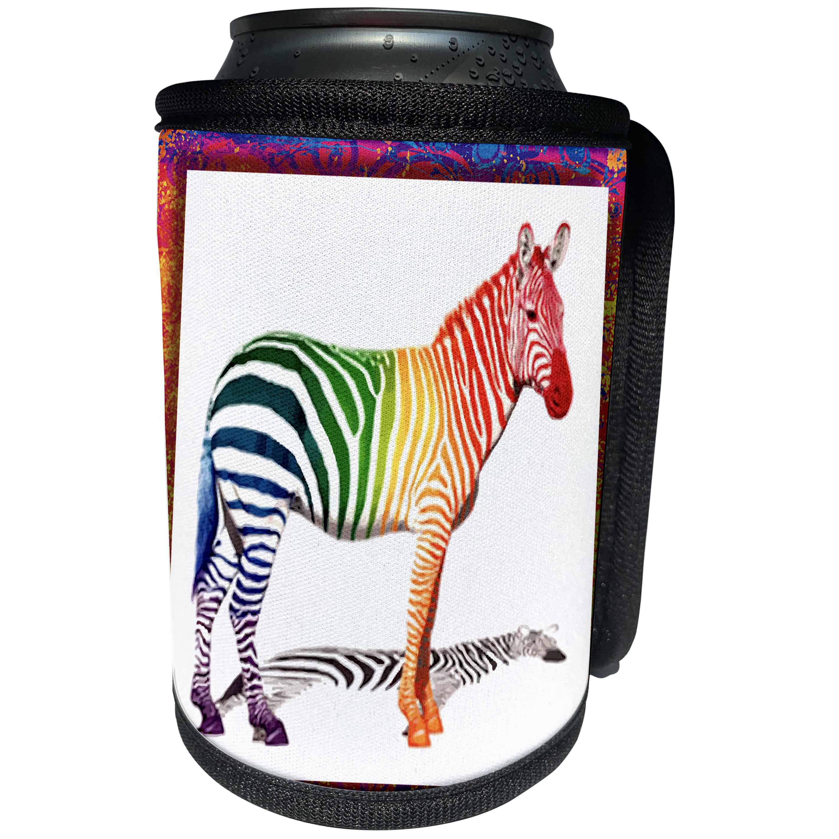 3dRose Susan Brown Designs Animal Themes - Zebra in Colors - Can Cooler Bottle Wrap (cc_25879)