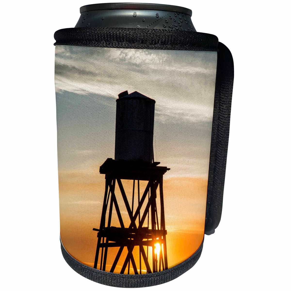 3dRose Danita Delimont - Sunsets - California, old wooden water tower against the sunset - Can Cooler Bottle Wrap (cc_258794)