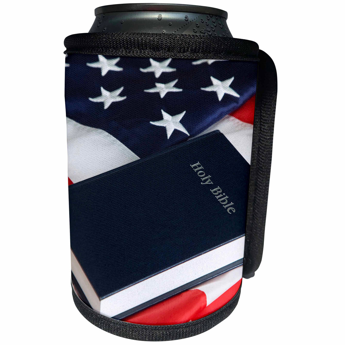 3dRose Danita Delimont - Religion - USA, California. American flag and Bible. - Can Cooler Bottle Wrap (cc_258819)