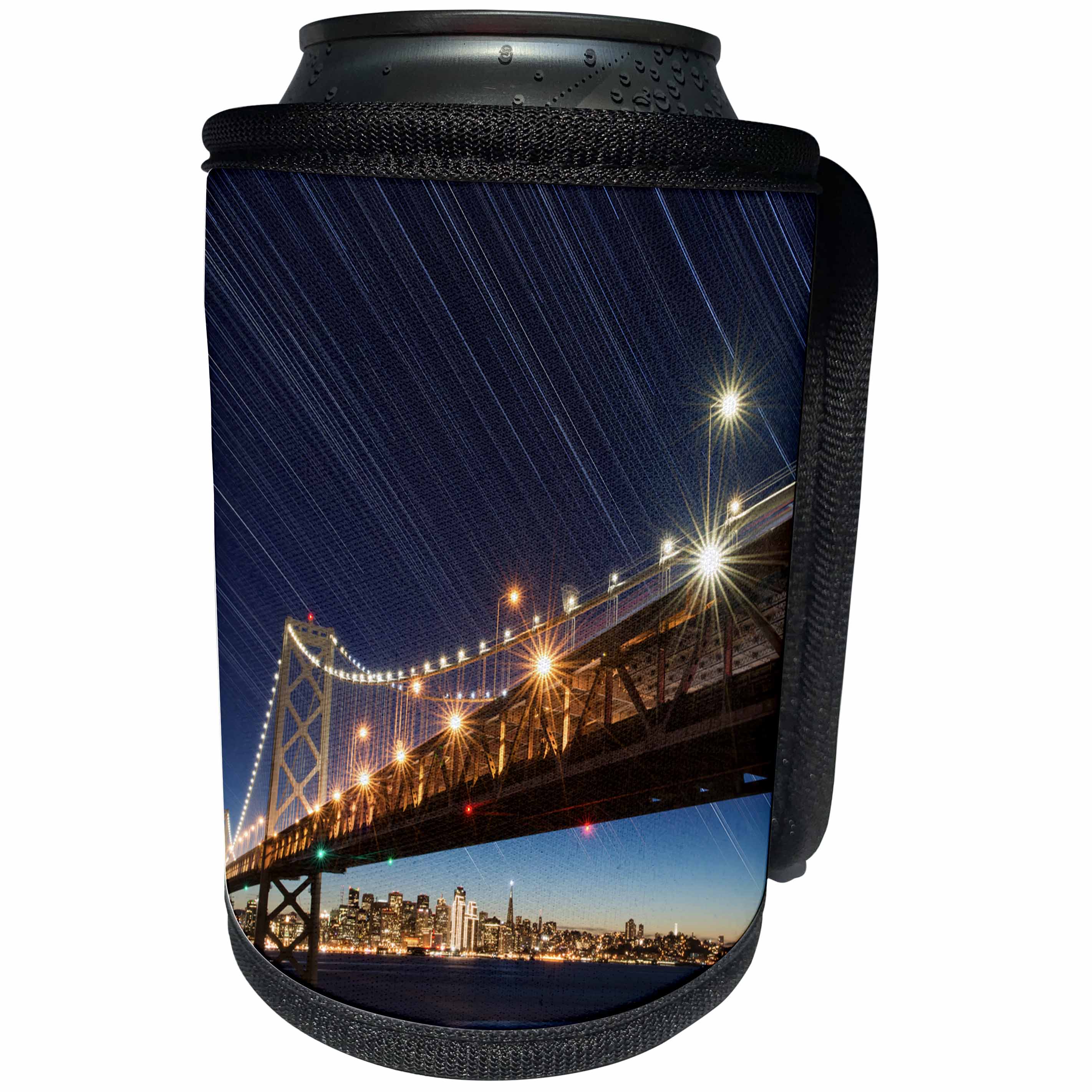 3dRose Danita Delimont - Bridges - California, San Francisco. Composite of star trails above Bay Bridge. - Can Cooler Bottle Wrap (cc_258824)