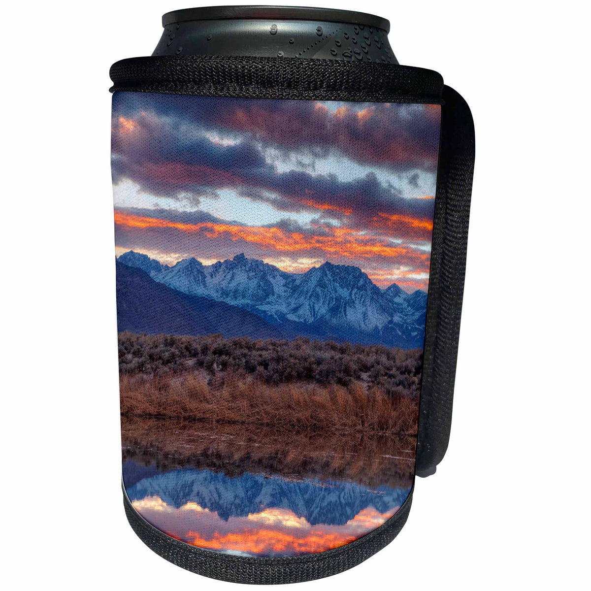 3dRose Danita Delimont - Sunsets - California, Owens Valley. Sierra Crest from Buckley Ponds at sunset. - Can Cooler Bottle Wrap (cc_258828)