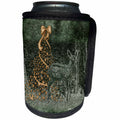 3dRose Doreen Erhardt Christmas Collection - Etched Deer with Christmas Tree in Green and Gold - Can Cooler Bottle Wrap (cc_25887)