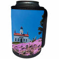 3dRose Danita Delimont - lighthouses - California, Battery Point Lighthouse, Ice Plants in full bloom - Can Cooler Bottle Wrap (cc_258895)