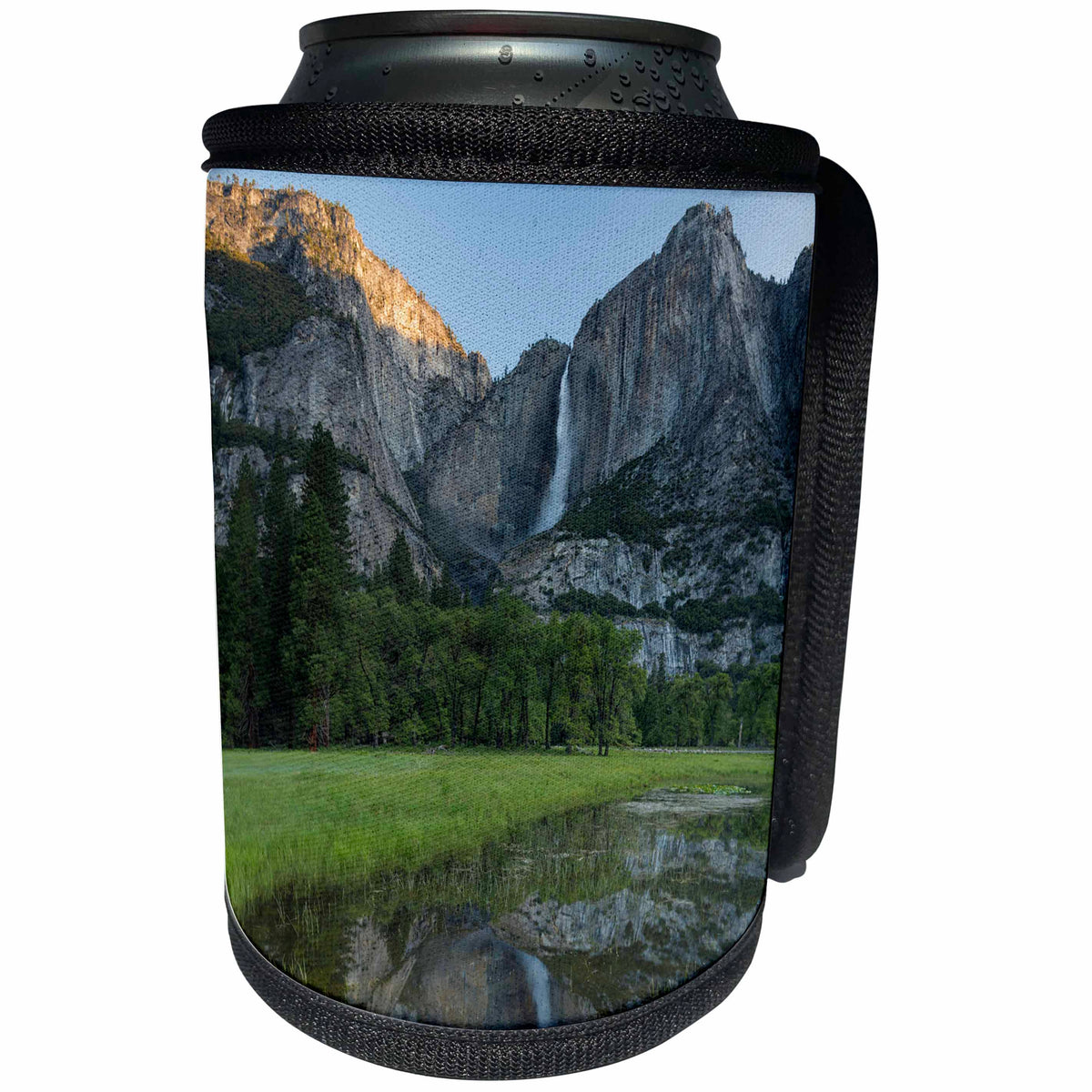 3dRose Danita Delimont - Waterfalls - Usa, California. Yosemite NP. Early morning at Upper Yosemite Falls. - Can Cooler Bottle Wrap (cc_258925)
