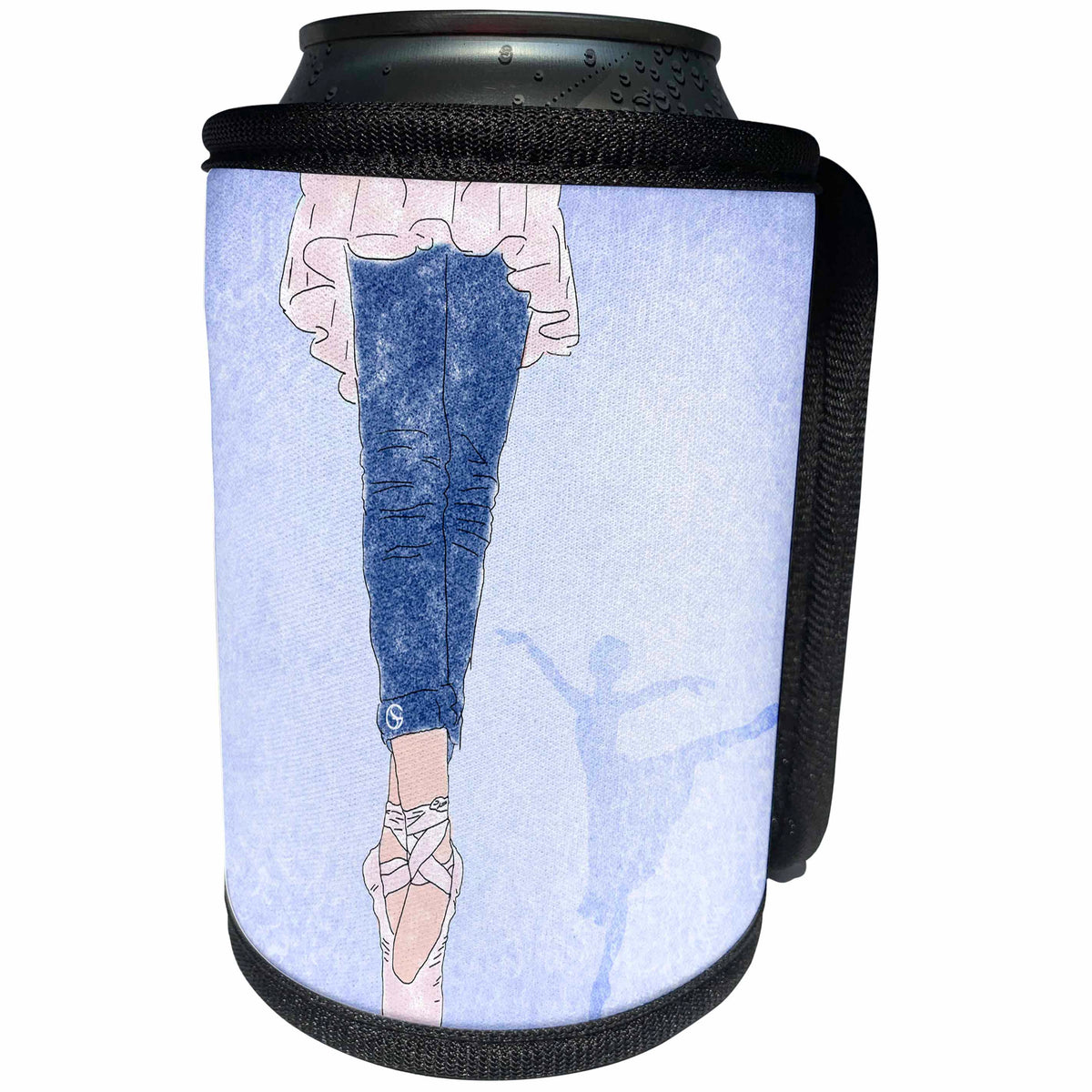 3dRose Doreen Erhardt Ballet - Ballet Dancer in Pink and Blue - Can Cooler Bottle Wrap (cc_25902)