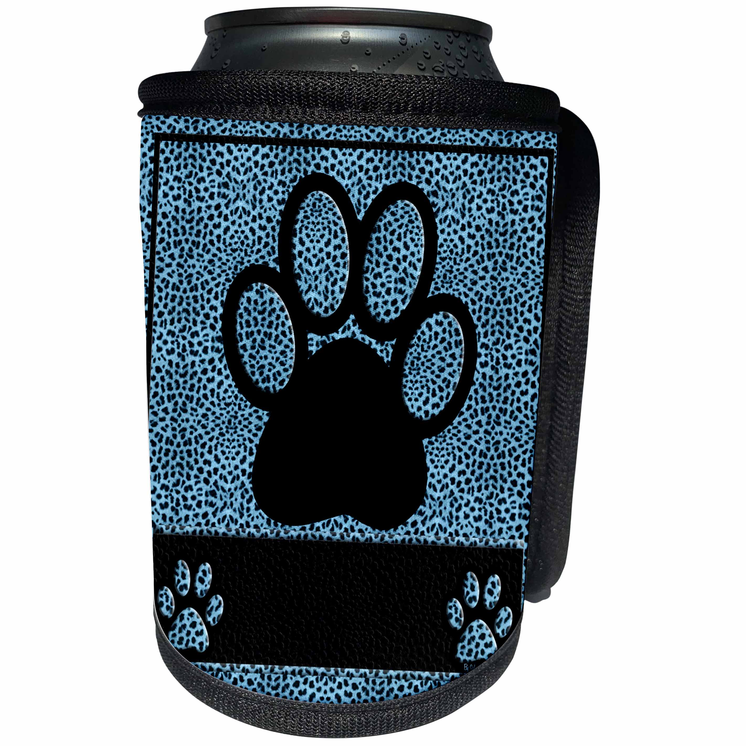 3dRose Doreen Erhardt Animal Print Collection - Cheetah Print Paw in Turquiose - Can Cooler Bottle Wrap (cc_25903)