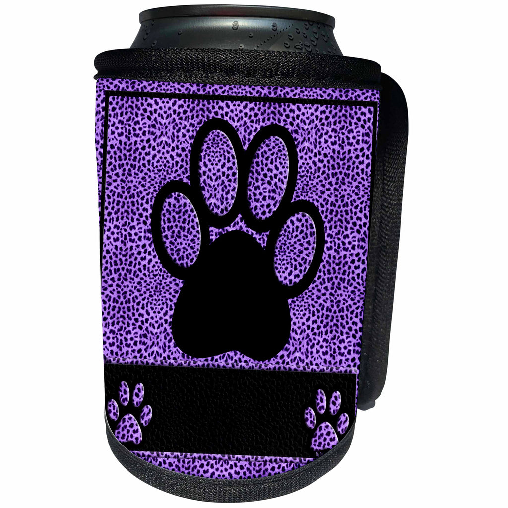 3dRose Doreen Erhardt Animal Print Collection - Cheetah Print Paw in Purple - Can Cooler Bottle Wrap (cc_25906)
