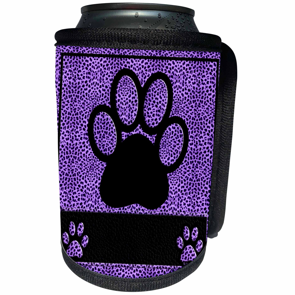 3dRose Doreen Erhardt Animal Print Collection - Cheetah Print Paw in Purple - Can Cooler Bottle Wrap (cc_25906)