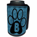 3dRose Doreen Erhardt Monogrammed Collection - Letter B Blue Cheetah Print Cat Paw - Can Cooler Bottle Wrap (cc_25909)