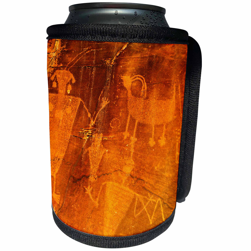 3dRose Danita Delimont - Artwork - USA, Dinosaur National Monument, Petroglyphs by Fremont natives. - Can Cooler Bottle Wrap (cc_259106)