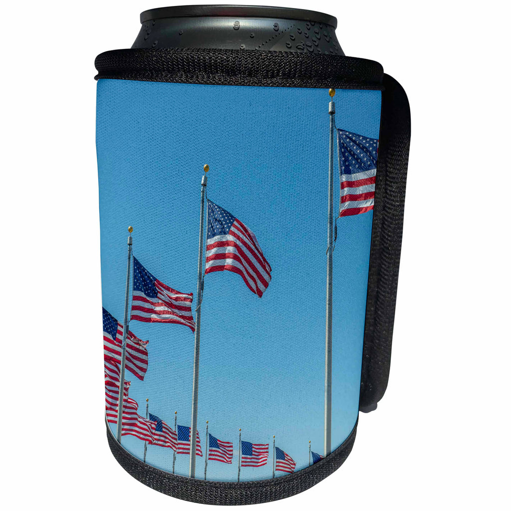 3dRose Danita Delimont - Flags - Ring of American Flags by Washington Monument, Washington DC, Usa - Can Cooler Bottle Wrap (cc_259154)