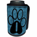 3dRose Doreen Erhardt Monogrammed Collection - Letter I Blue Cheetah Print Cat Paw - Can Cooler Bottle Wrap (cc_25916)