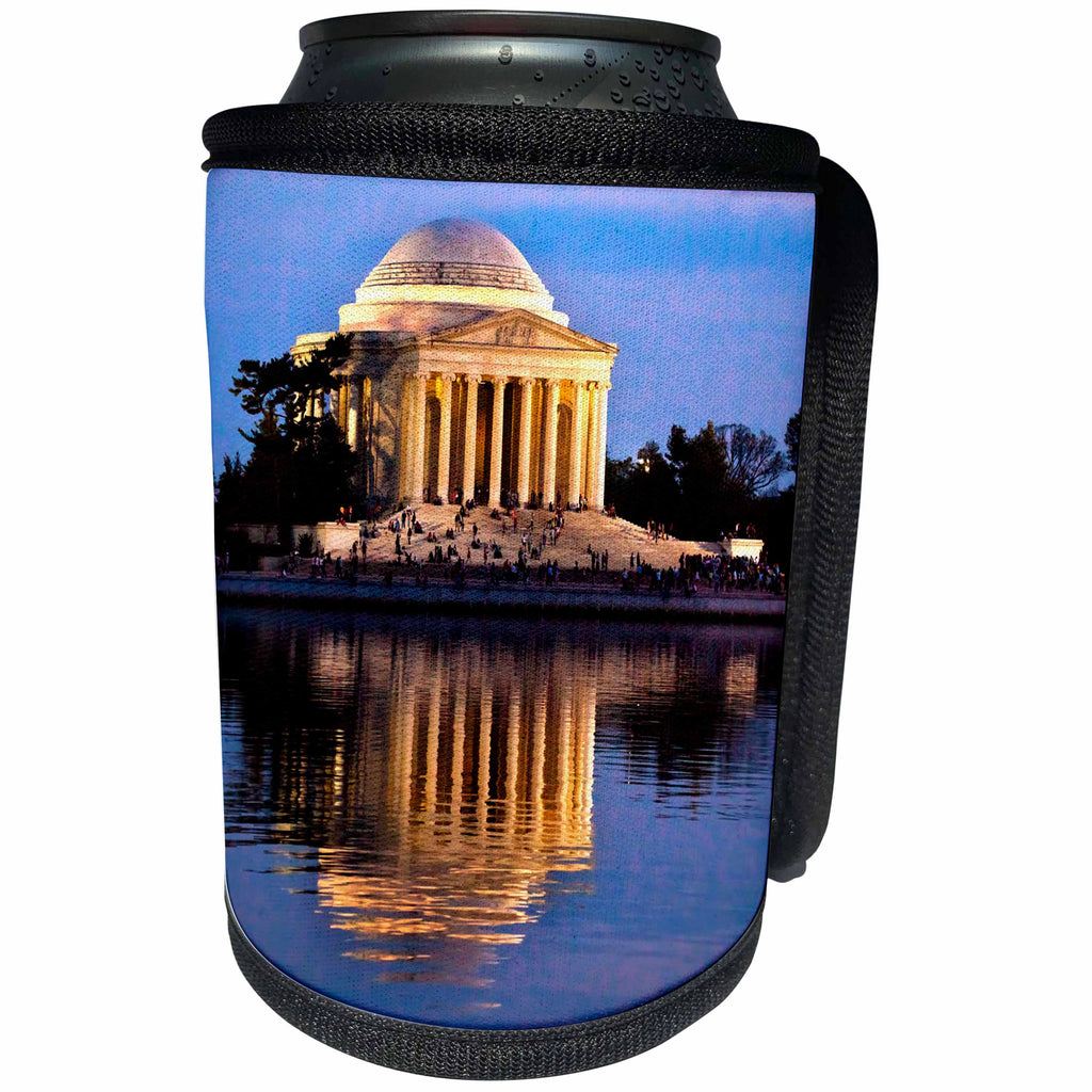 3dRose Danita Delimont - Washington DC - Jefferson Memorial and Tidal Basin with reflection, Washington DC - Can Cooler Bottle Wrap (cc_259162)