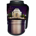 3dRose Danita Delimont - Washington DC - Jefferson Memorial. Cherry Blossoms, statue and Tidal Basin - Can Cooler Bottle Wrap (cc_259163)