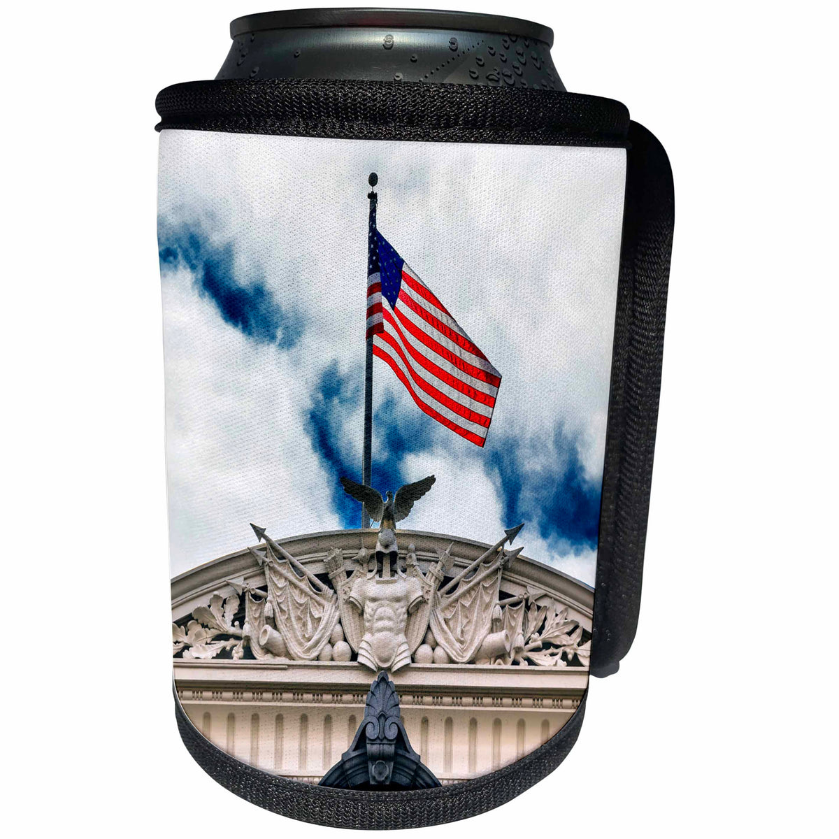 3dRose Danita Delimont - Flags - Old Dwight Eisenhower Building, Roof with flag, Washington DC, USA - Can Cooler Bottle Wrap (cc_259164)