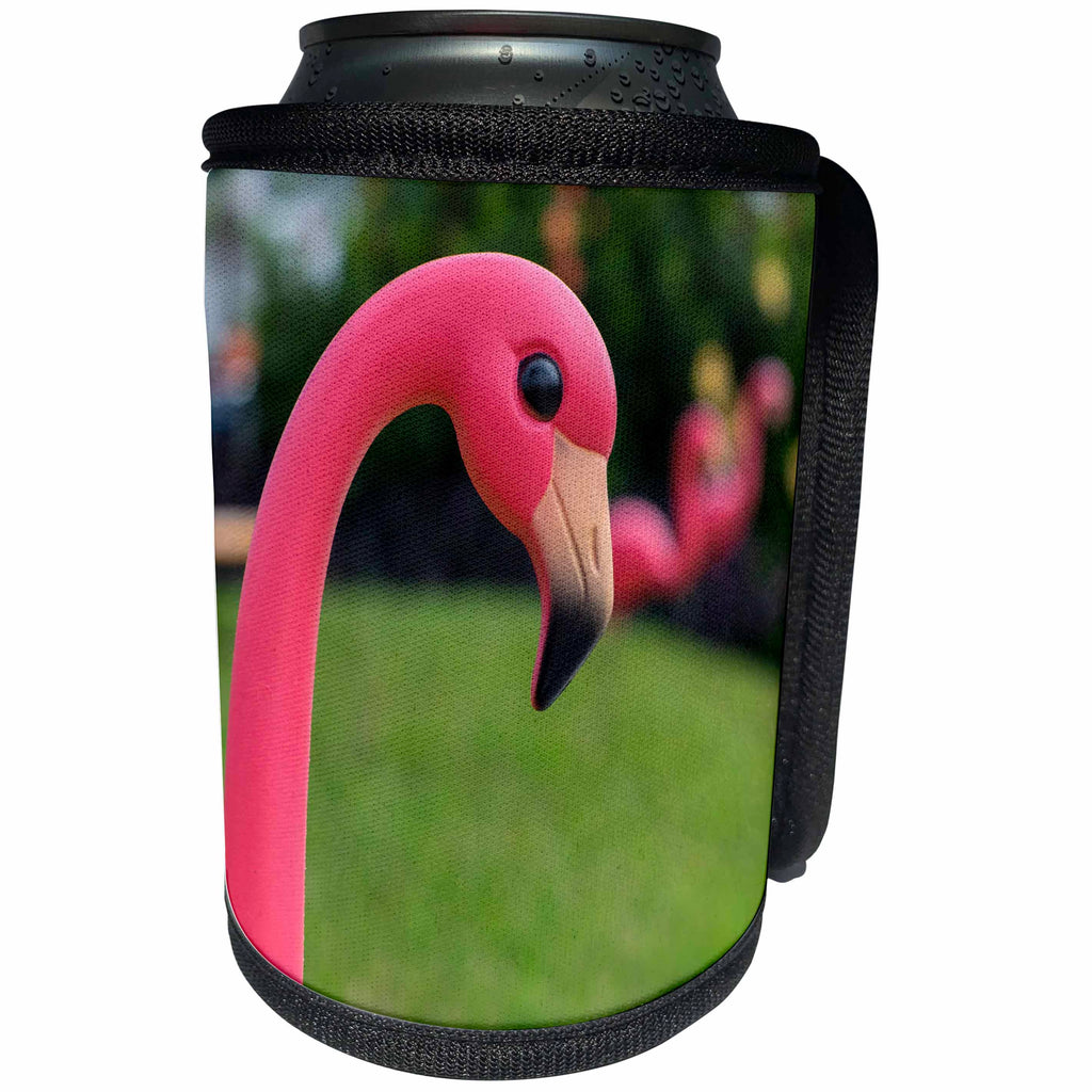 3dRose Danita Delimont - Objects - USA, Florida, New Smyrna Beach, plastic pink flamingo - Can Cooler Bottle Wrap (cc_259195)