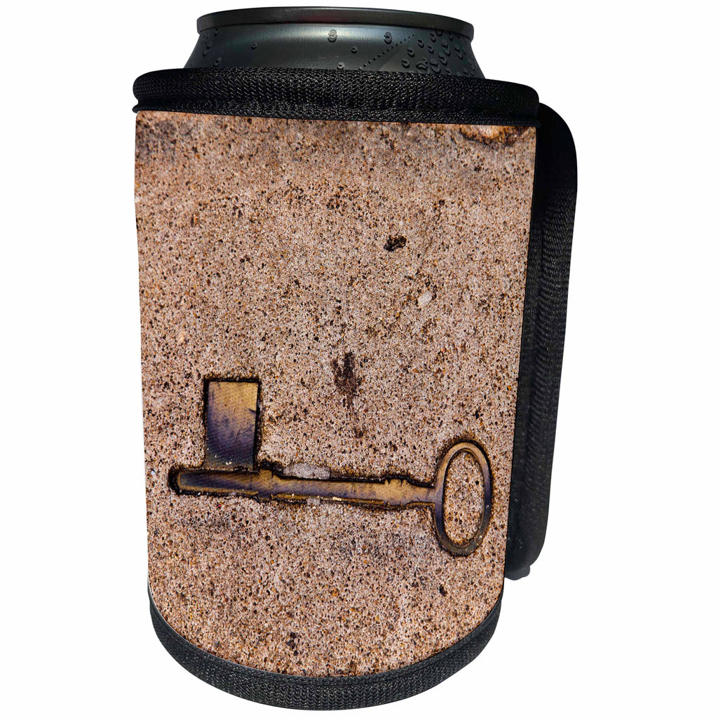 3dRose Danita Delimont - objects - USA, Savannah, Key in cement in sidewalk. - Can Cooler Bottle Wrap (cc_259208)