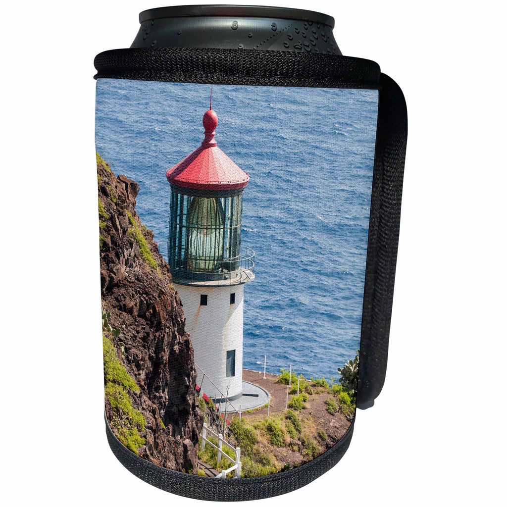 3dRose Danita Delimont - Lighthouses - Makapuu Point Lighthouse, Oahu, Hawaii. - Can Cooler Bottle Wrap (cc_259217)