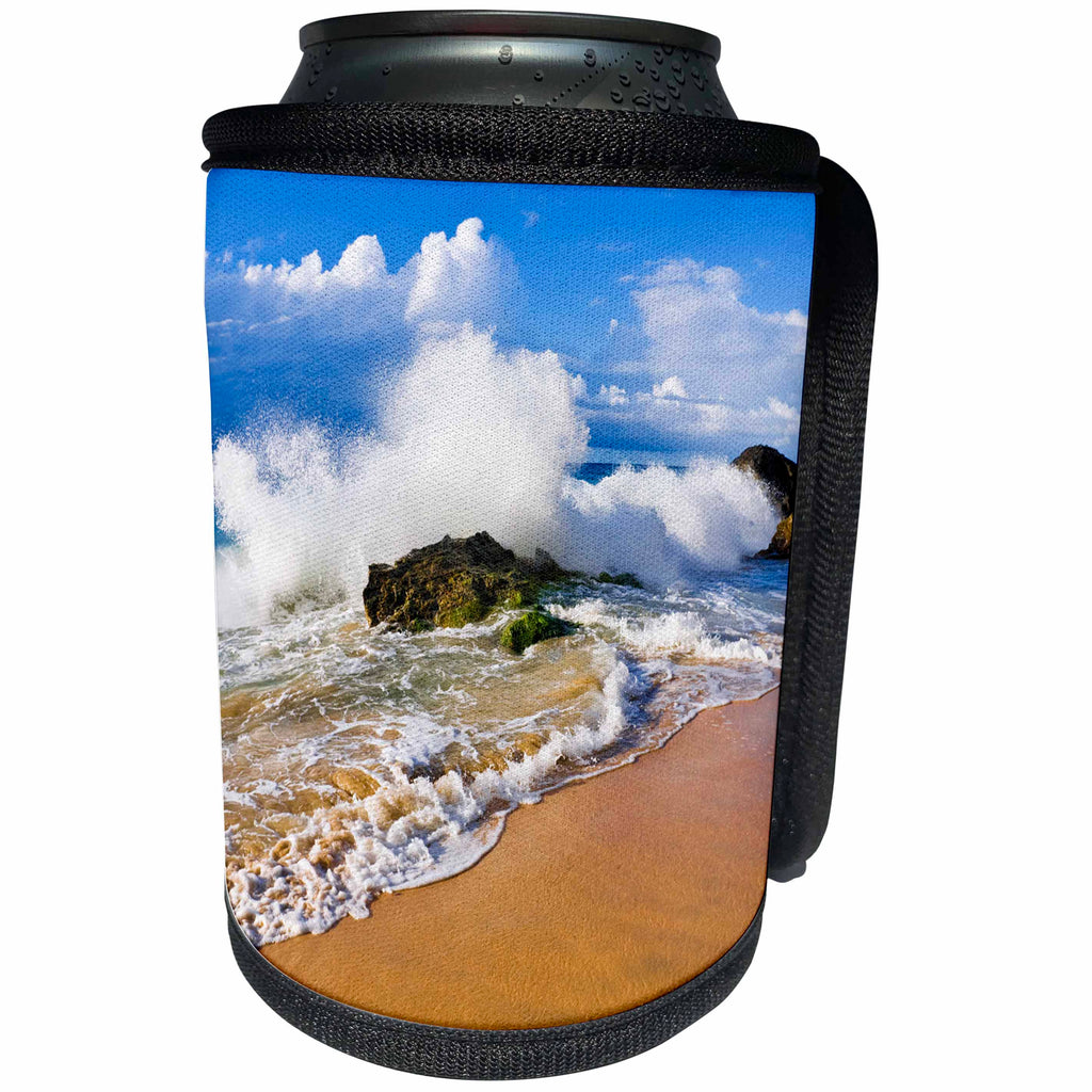 3dRose Danita Delimont - Beaches - Crashing waves at Hanakapiai Beach, Na Pali Coast, Kauai, Hawaii - Can Cooler Bottle Wrap (cc_259233)