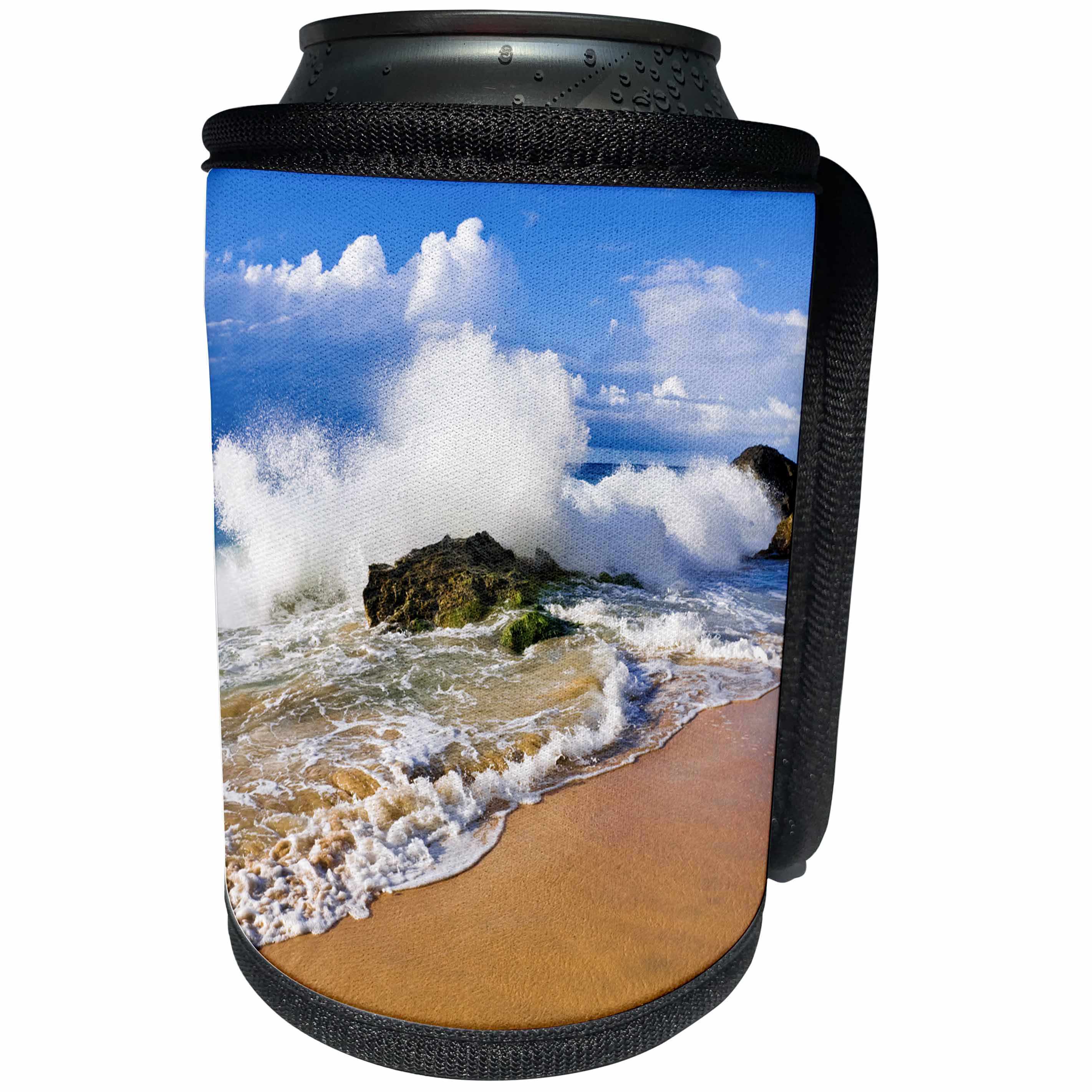 3dRose Danita Delimont - Beaches - Crashing waves at Hanakapiai Beach, Na Pali Coast, Kauai, Hawaii - Can Cooler Bottle Wrap (cc_259233)