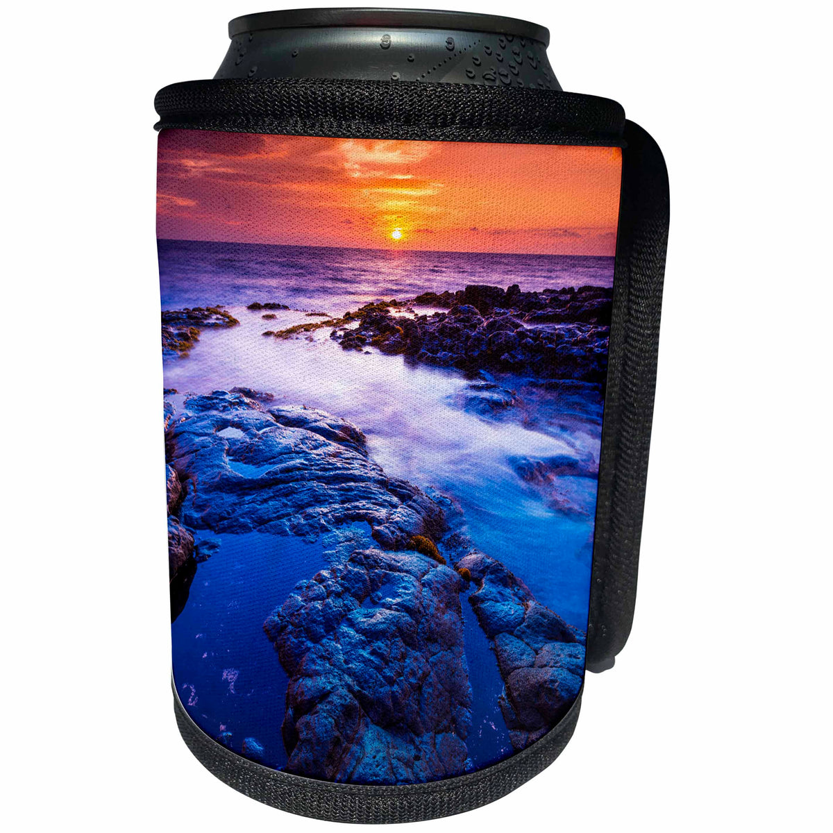 3dRose Danita Delimont - sunsets - Sunset and tide pool above the Pacific, Kailua-Kona, Hawaii - Can Cooler Bottle Wrap (cc_259235)