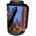 3dRose Danita Delimont - Cities - Illinois, Chicago River and skyline at dusk with boat - Can Cooler Bottle Wrap (cc_259273)