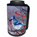 3dRose Danita Delimont - Birds - Blue Jay in Winterberry Bush in winter, Marion County, Illinois - Can Cooler Bottle Wrap (cc_259293)