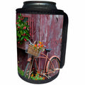 3dRose Danita Delimont - Bicycles - Old bicycle with flower basket next to garden shed, Illinois - Can Cooler Bottle Wrap (cc_259309)
