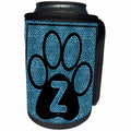 3dRose Doreen Erhardt Monogrammed Collection - Letter Z Blue Cheetah Print Cat Paw - Can Cooler Bottle Wrap (cc_25933)