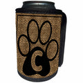 3dRose Doreen Erhardt Monogrammed Collection - Letter C Standard Cheetah Print Cat Paw - Can Cooler Bottle Wrap (cc_25936)