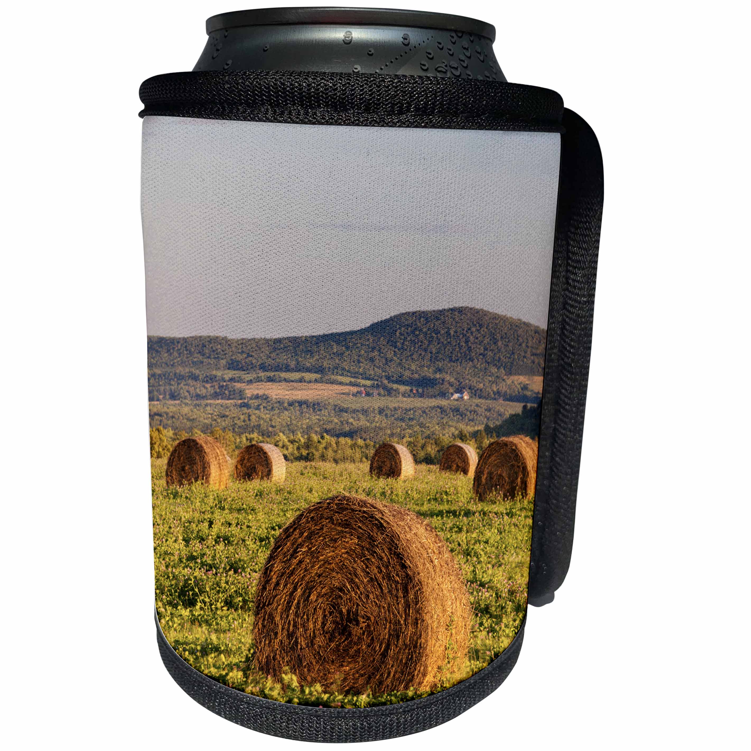 3dRose Danita Delimont - Agriculture - Hay bales in a field on the Appalachian Trail. Merrill, Maine - Can Cooler Bottle Wrap (cc_259409)