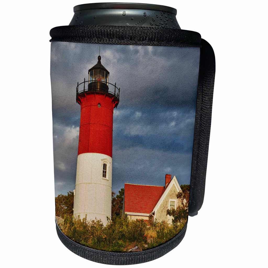 3dRose Danita Delimont - Lighthouses - Nauset Light, Cape Cod National Seashore, Eastham, Massachusetts. - Can Cooler Bottle Wrap (cc_259433)