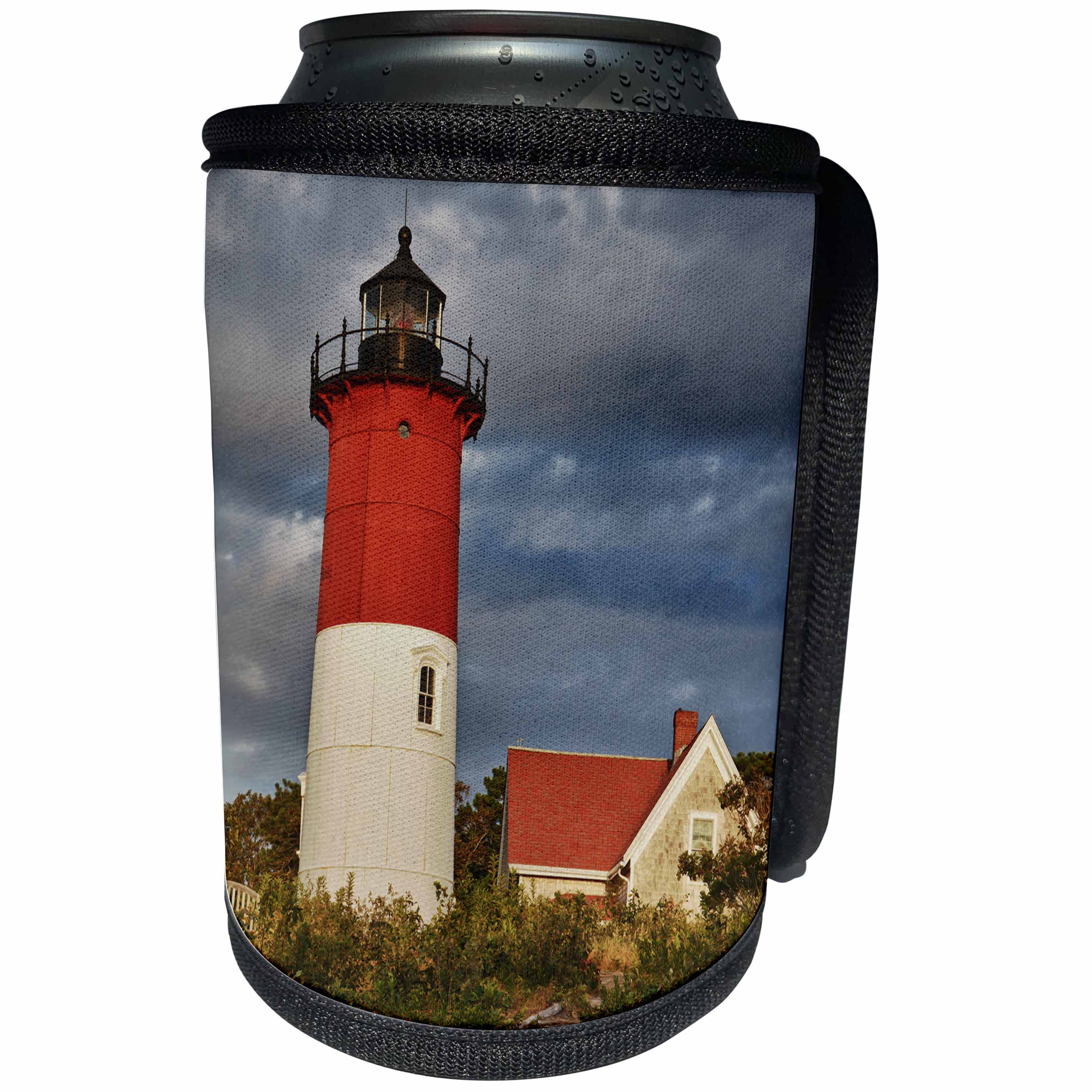 3dRose Danita Delimont - Lighthouses - Nauset Light, Cape Cod National Seashore, Eastham, Massachusetts. - Can Cooler Bottle Wrap (cc_259433)