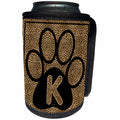 3dRose Doreen Erhardt Monogrammed Collection - Letter K Standard Cheetah Print Cat Paw - Can Cooler Bottle Wrap (cc_25944)