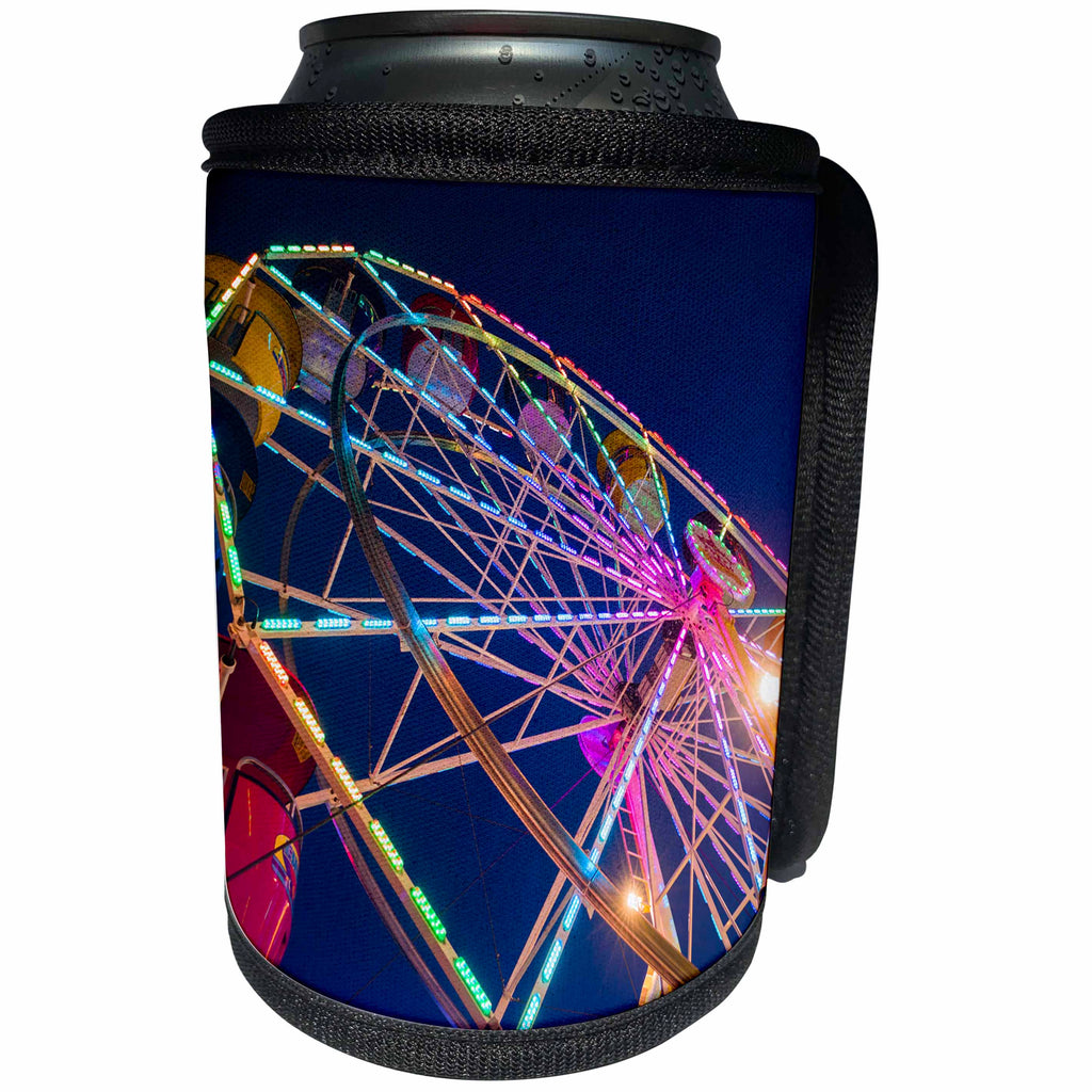 3dRose Danita Delimont - Amusement parks - Ferris Wheel at Saint Peters Fiesta, Gloucester, Massachusetts - Can Cooler Bottle Wrap (cc_259453)
